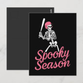 Spooky Season | Baseball Skeleton Pink Hat ポストカード (正面/裏面)