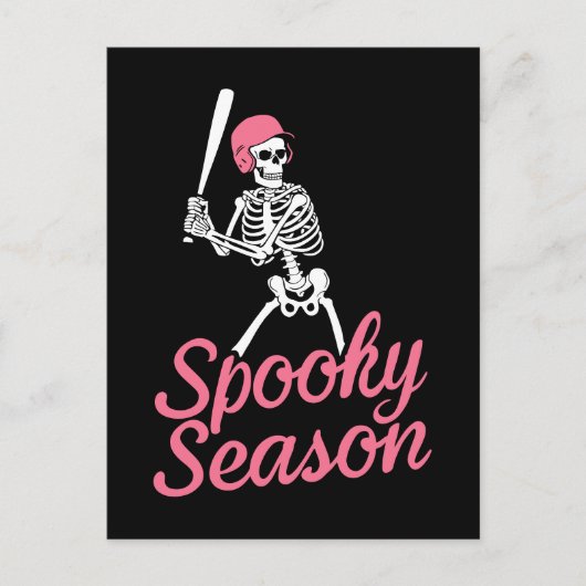Spooky Season | Baseball Skeleton Pink Hat ポストカード (正面)