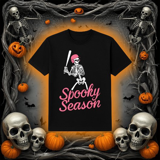Spooky Season | Baseball Skeleton Pink Hat Tシャツ
