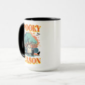 Spooky Season Ghost & Black Cat Halloween Design マグカップ (正面左)