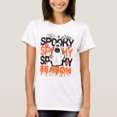 Spooky Season Ghost - Cute Halloween Spider Tシャツ (正面)