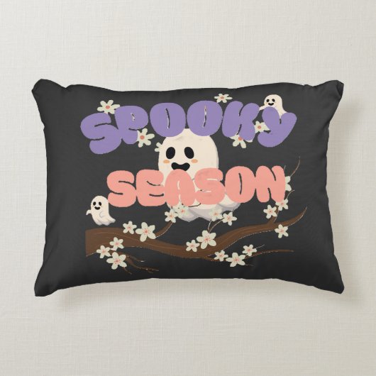 Spooky Season ghost Halloween accent Throw Pillow アクセントクッション (正面)