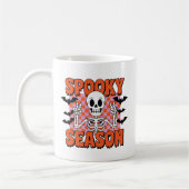 Spooky Season" Halloween – Cute Skeleton with Bats コーヒーマグカップ (左)