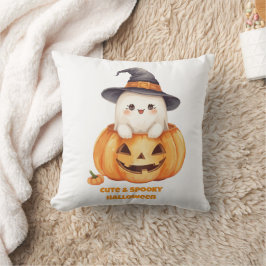 Spooky Season Halloween Ghost Pumpkin Throw Pillow クッション