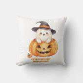 Spooky Season Halloween Ghost Pumpkin Throw Pillow クッション (正面)