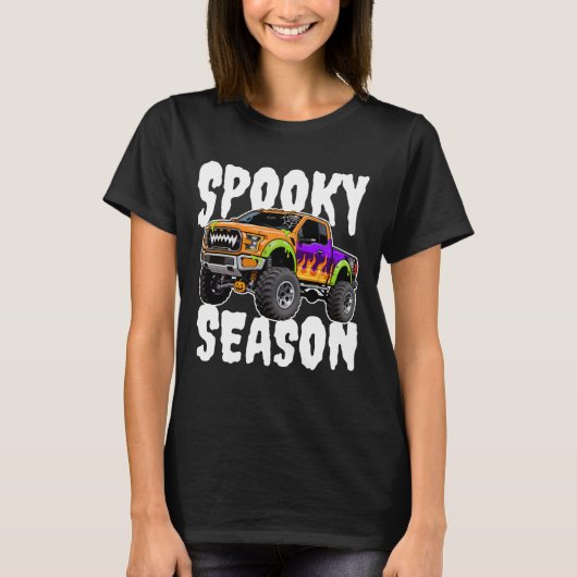 Spooky Season Halloween Monster Giant Truck Tシャツ (正面)