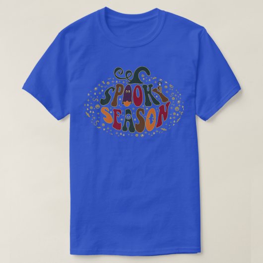 Spooky Season Halloween pumpkin shaped typography Tシャツ (デザイン正面)