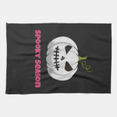 Spooky Season Halloween Towel With White Pumpkin キッチンタオル (横)