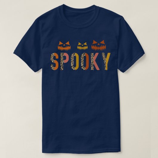 Spooky Season Leopard Halloween Women Cheetah Prin Tシャツ (デザイン正面)