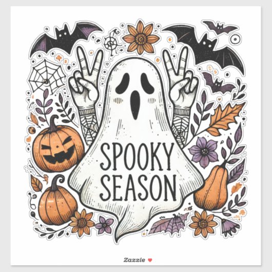 Spooky Season – Peace-Loving Ghost & Autumn Icons  シール (シート)