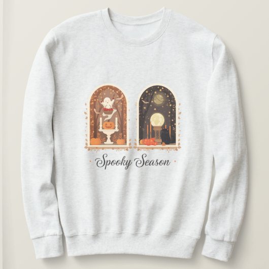 Spooky Season Sweatshirt | Cute Ghost & Pumpkin  スウェットシャツ (デザイン正面)