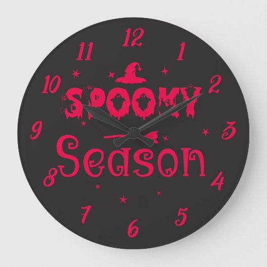 spooky season witch hat Halloween 壁掛け時計 ラージ壁時計 (正面)