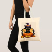 Spooky Season Witchy Tote Bag – Minimal Halloween トートバッグ (正面(商品))