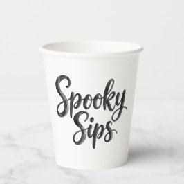 Spooky Sips | おもしろハロウィンパーティー ブラック&ホワイト 紙コップ