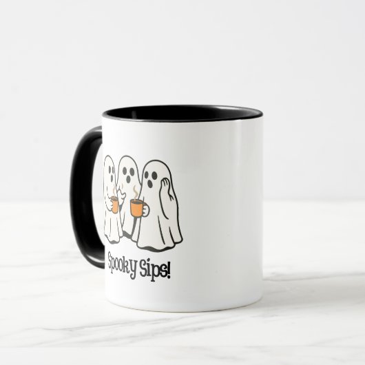 Spooky Sips Ghost Halloween Mug マグカップ (正面左)