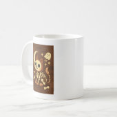Spooky Skeleton Cat and Ghost Classic Mug, 11 oz コーヒーマグカップ (正面左)