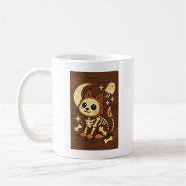 Spooky Skeleton Cat and Ghost Classic Mug, 11 oz コーヒーマグカップ
