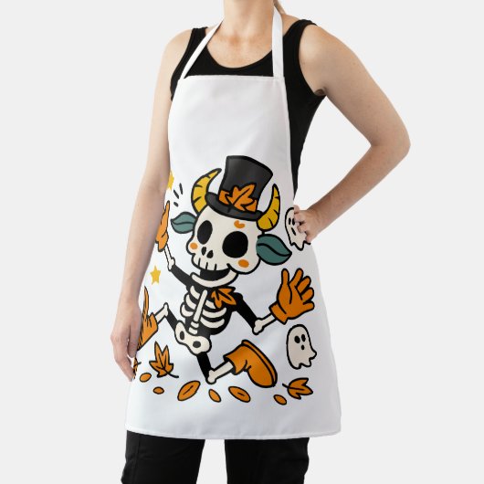 Spooky Skeleton Goat All-Over Print Apron, Medium エプロン (インサイチュ)