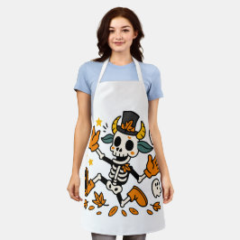 Spooky Skeleton Goat All-Over Print Apron, Medium エプロン