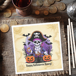 Spooky Skeleton Pirate Halloween スタンダードランチョンナプキン