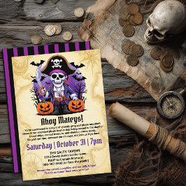 Spooky Skeleton Pirate Halloween Party 招待状