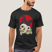 Spooky Skull Creepy Skeleton Head Crow Gothic Bird Tシャツ (正面)