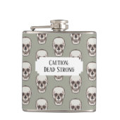 Spooky Skull Dead Strong Add Your Own Text Pattern フラスク (正面)