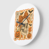 Spooky Skull Halloween ラージ壁時計 (傾斜)