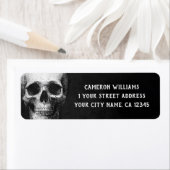 Spooky skull Halloween black return address ラベル (インサイチュ)