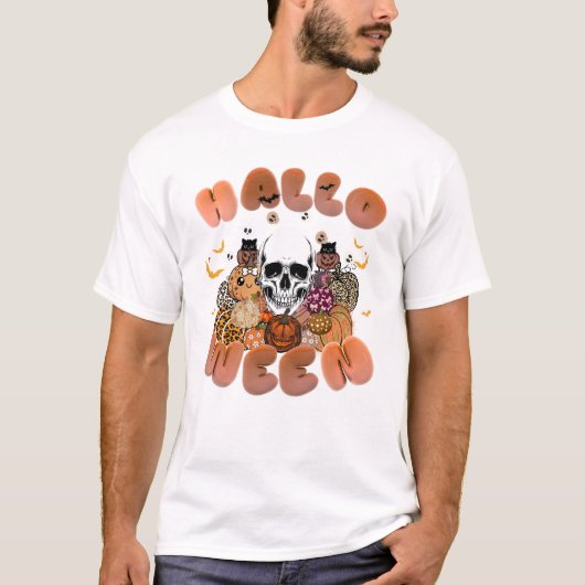 Spooky Skull Halloween Custom  Tシャツ (正面)