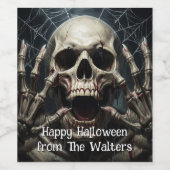 Spooky Skull Halloween Gothic Personalized ワインラベル (シングルラベル)