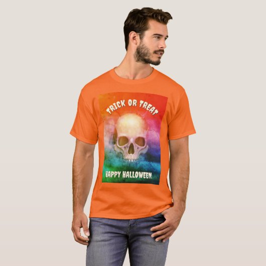 Spooky skull. Trick or Treat. Halloween Tシャツ (正面フル)
