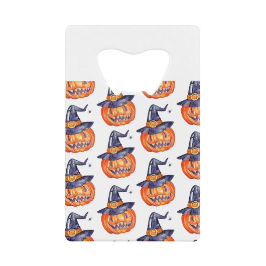 Spooky smiling Halloween pumpkin クレジットカード栓抜き (正面)