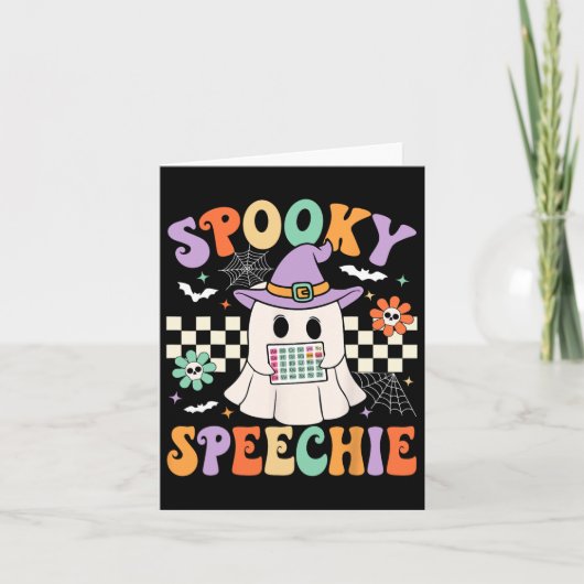  spooky speech therapy halloween レトロ SLP カード (正面)