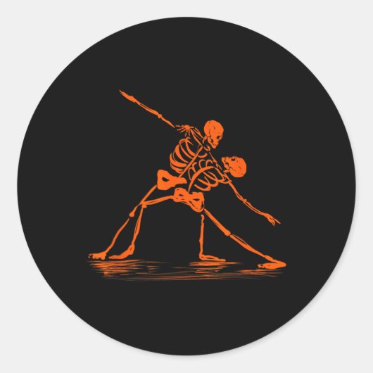 Spooky Spooktober Dancing Skeletons Meme  ラウンドシール (正面)