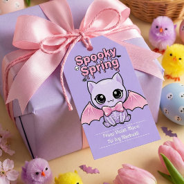 Spooky Spring Bat Lavender Pastel Goth Gift Tag ギフトタグ