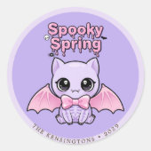 Spooky Spring Bat Lavender Pastel Goth Round ラウンドシール (正面)