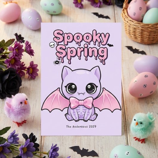 Spooky Spring Pastel Goth Bat Lavender Pink シーズンカード