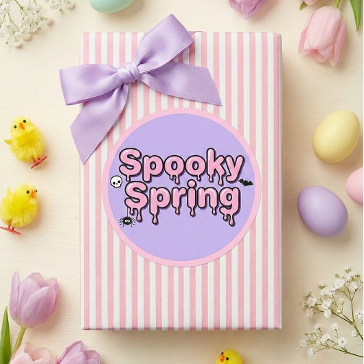 Spooky Spring Pastel Goth Pink Lavender Dripping ラウンドシール