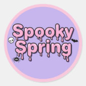 Spooky Spring Pastel Goth Pink Lavender Dripping ラウンドシール (正面)