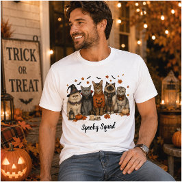 Spooky Squad Halloween Cats Illustration Tシャツ