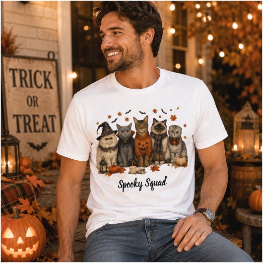 Spooky Squad Halloween Cats Illustration Tシャツ
