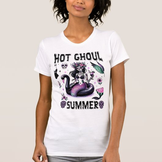 Spooky Summer Pastel Goth Sugar Skull Mermaid Tシャツ (正面)