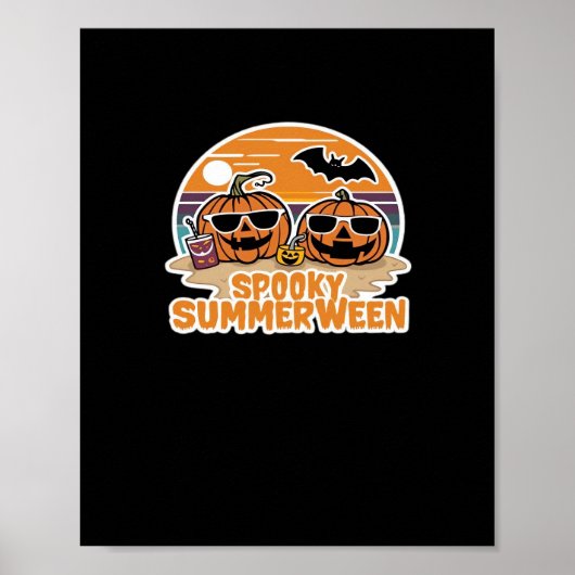 Spooky Summerween - ビーチのカボチャ クラシック ポスター (正面)