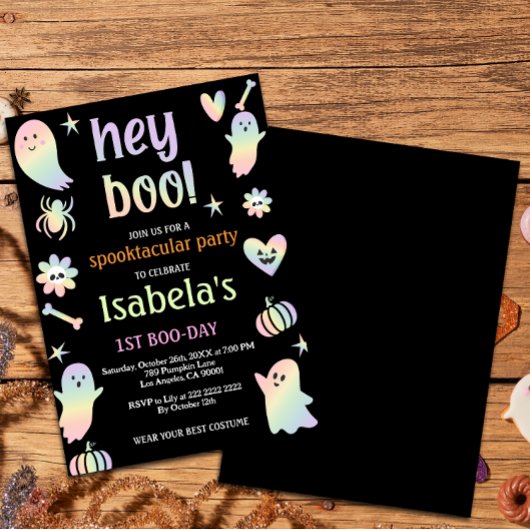 Spooky Sweet Ghost Birthday Invite 招待状