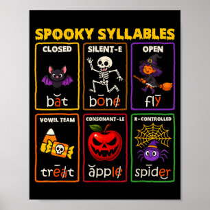 spooky syllables ハロウィン読解教師 ポスター