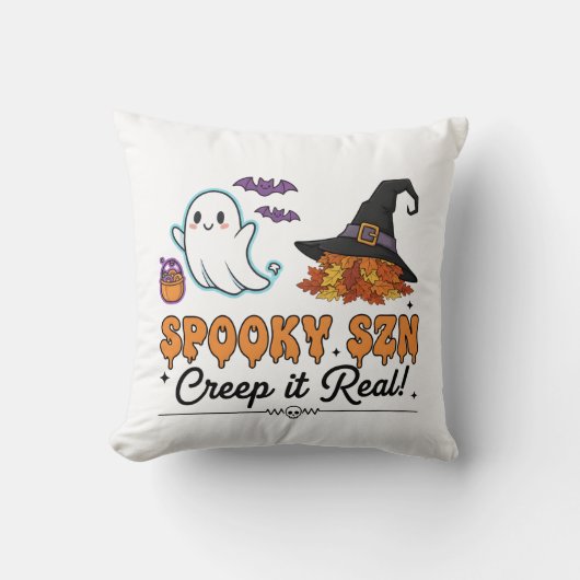 Spooky Szn Halloween Ghosts – Cute Fall  クッション (正面)