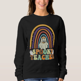 Spooky Teacher Groovy Retro Ghost Teacher Hallowee スウェットシャツ