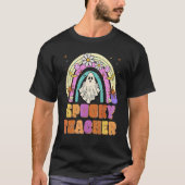 Spooky Teacher Retro Spooky Floral Ghost Hippie Ha Tシャツ (正面)