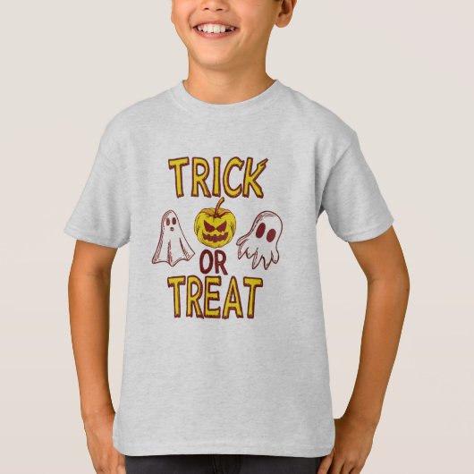 Spooky Trick or Treat Halloween - ghosts & pumpkin Tシャツ (正面)